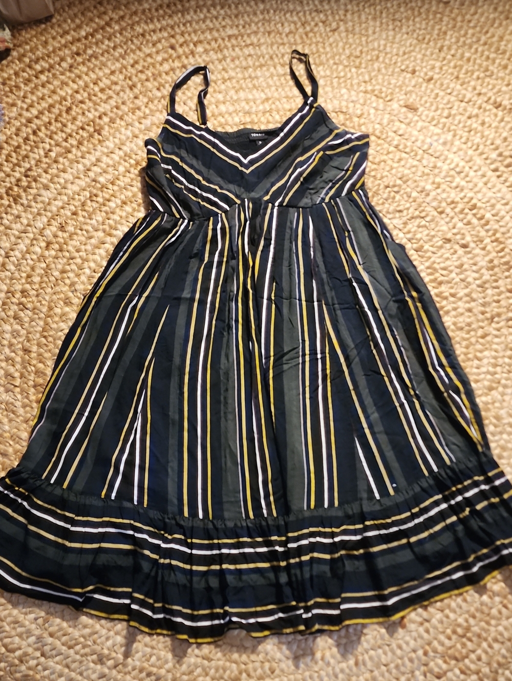 torrid Black Sundress with Yellow & White Stripes